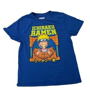 Naruto Graphic T-Shirt Kids Lg Blue Ichiraku Ramen Uzumaki Anime Tee Youth
